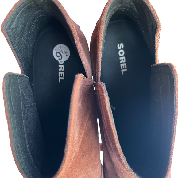 Sorel Cate Suede Cut Out Heeled Booties Burro Brown - Picture 17 of 17